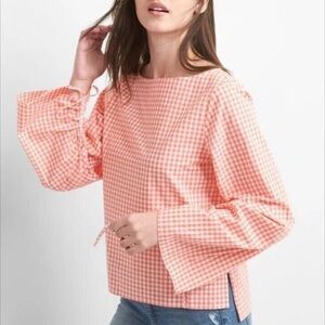 GAP Womens GINGHAM Summer Top boat yacht swimsuit coverup blouse beach vacation